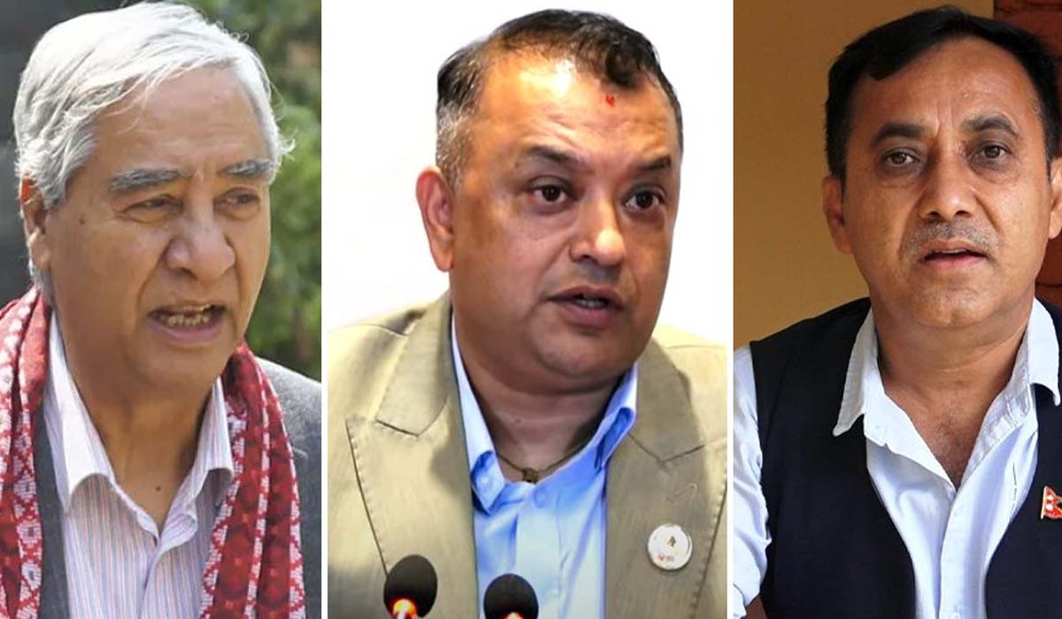 सभापति देउवाले गरे महामन्त्रीद्वय थापा र शर्मासँग छलफल