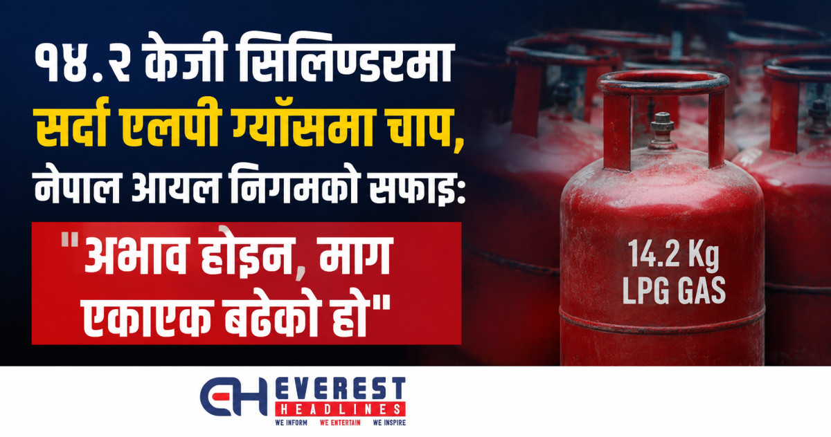 १४.२ केजी सिलिन्डरमा सर्दा एलपी ग्याँसमा चाप, नेपाल आयल निगमको सफाइ: "अभाव होइन, माग एकाएक बढेको हो"